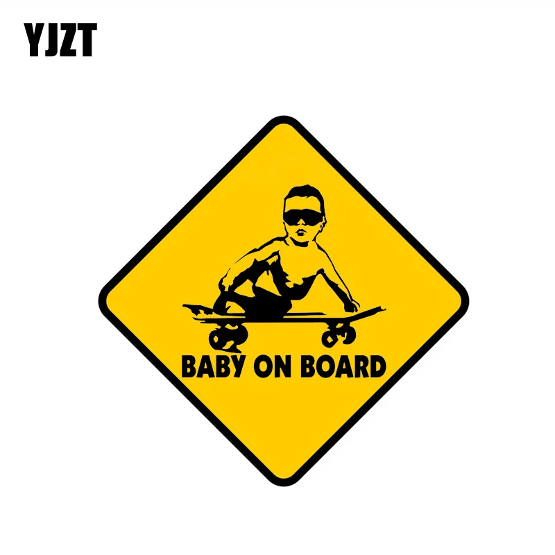 

YJZT 14.4CM*14.4CM BABY ON BOARD Decal Cool Boy Skateboard Car Sticker PVC 12-40087