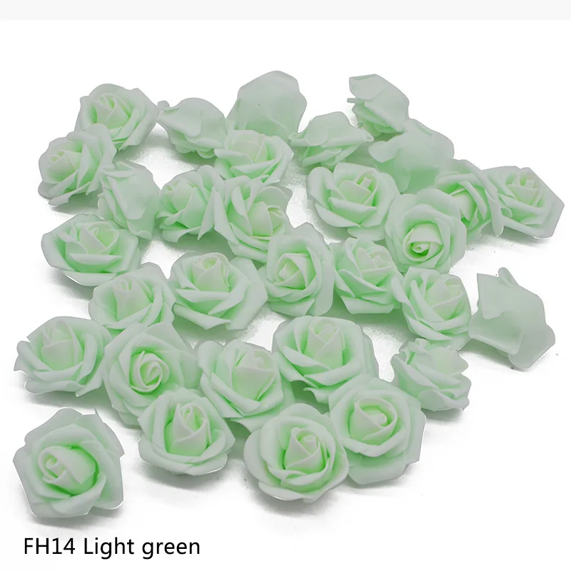 light green 4 см ПЭ пены розы искусственные головки цветов для свадьбы дома цветок украшения DIY декоративный венок Роза плюшевый медведь Скрапбукинг - Цвет: light green