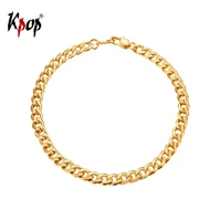 kpop chain bracelet rock punk jewelry stainless steel gold black color curb cuban chain bracelets 5mm 9mm 12mm 15mm 21cm h227