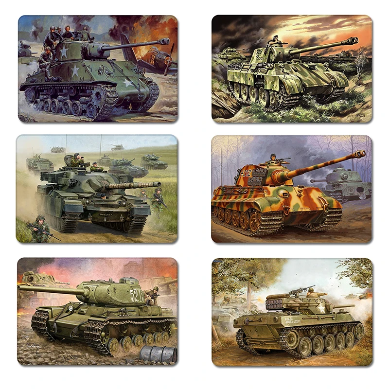 Картина маслом дизайн мировой войны 2 WWII танки природа резиновый стол коврик для