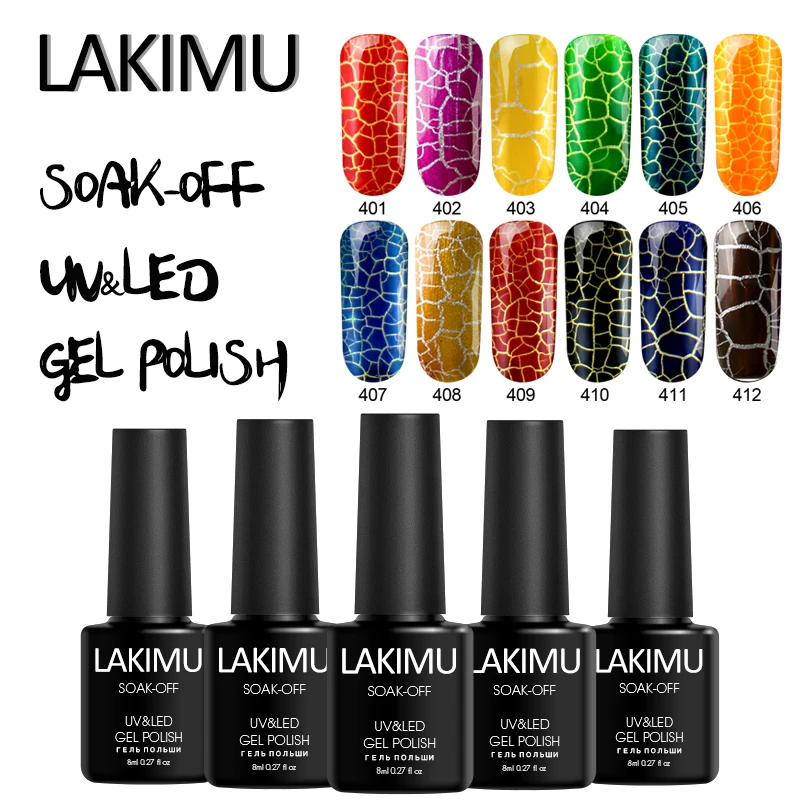 LAKIMU кракле праймер для гель лака ногтей Lucky 12 видов цветов наборы УФ гелей