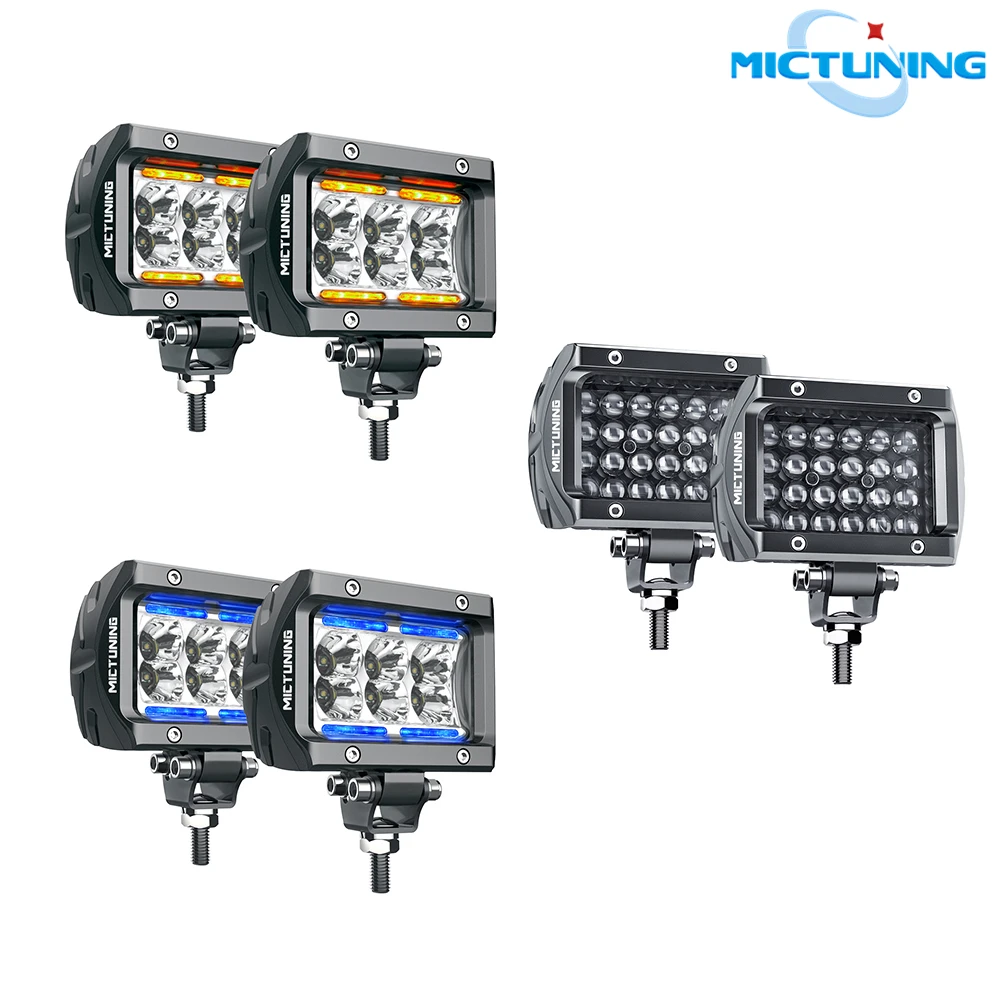 

MICTUNING 4'' 18W 24W Pods LED Work Light Bar with Ambient Light Spot Flood Combo Off Road Car Driving Fog Lamp for Jeep SUV ATV