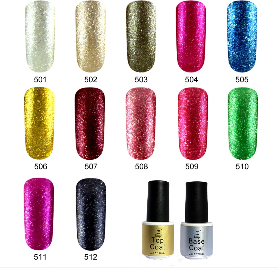 Essaje 7 МЛ Алмазный Блеск Лак Для Ногтей Гелем Гель UV LED Soak Off Платины клей|gel nail