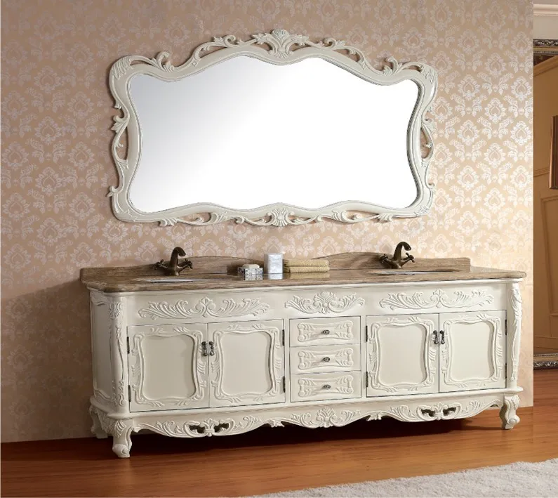 2017 цельная деревянная искусственная кожа с зеркалом и раковиной|bathroom vanities and