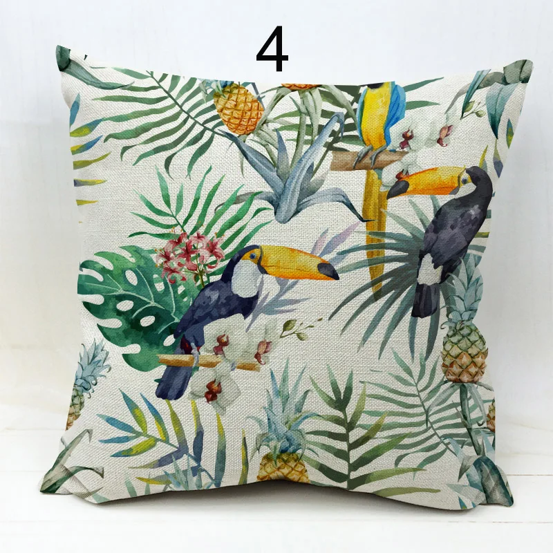 Чехлы для подушек в виде фламинго гибискуса цветка бежевого цвета попугай