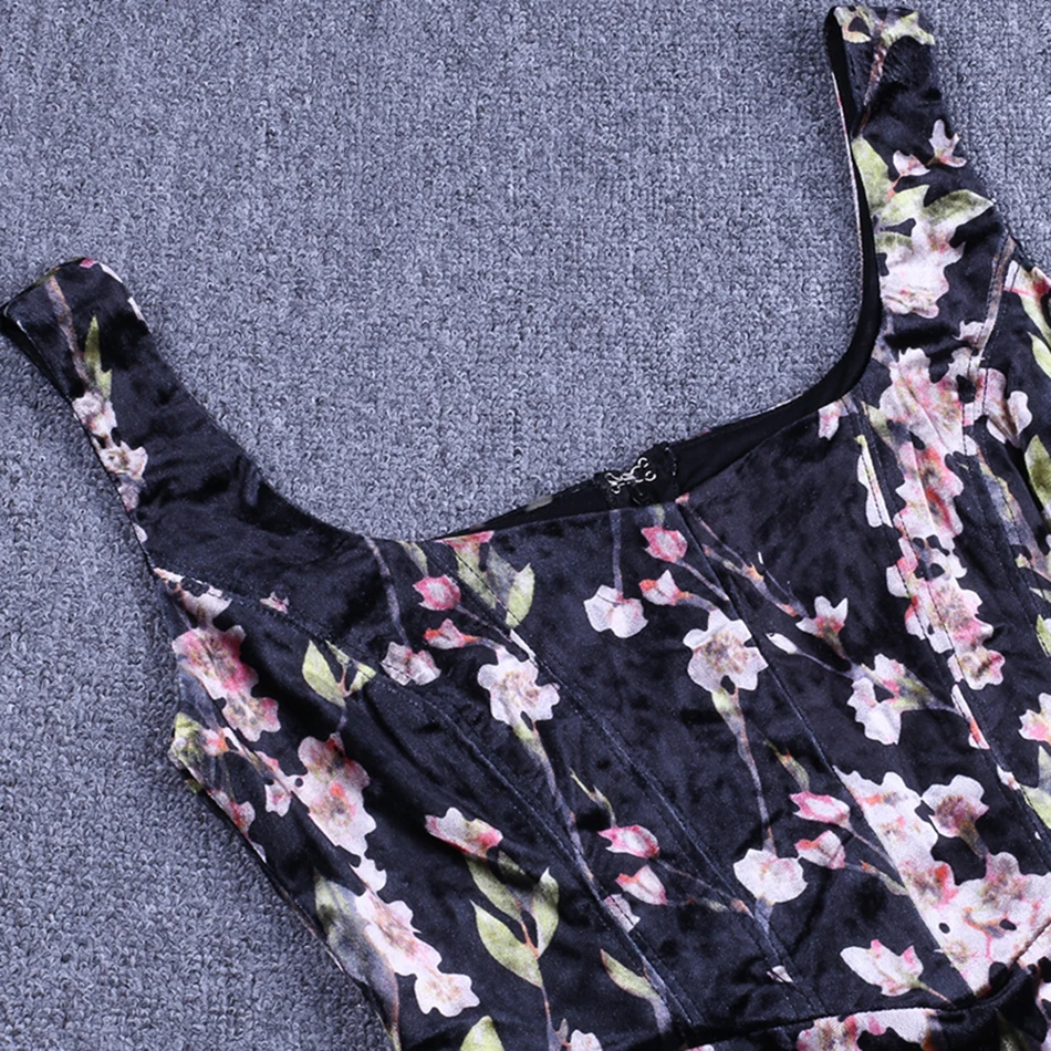 Женское платье без бретелек Liser черное облегающее с принтом для вечеринок