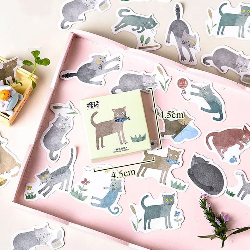 5 45 шт./кор. милый кот наклейки Kawaii канцелярские наклейки мультфильм стикеры на клейкой основе для Декоративные Дневник в стиле Скрапбукинг Фотоальбом - Цвет: 5