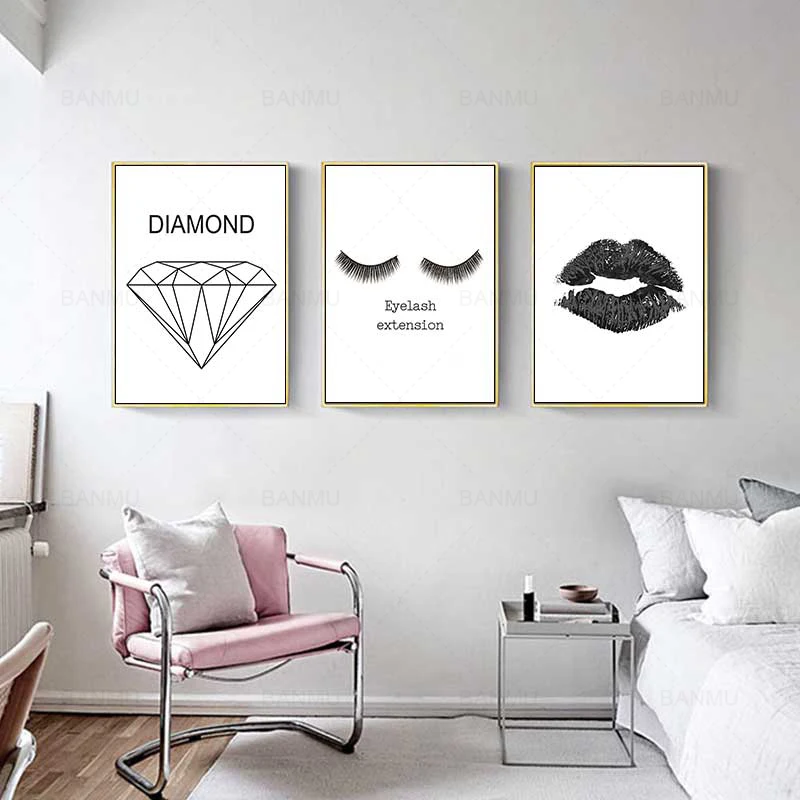 Nordic poster Black and white minimalistic canvas painting abstract wall art print picture for living room decoration | Дом и сад