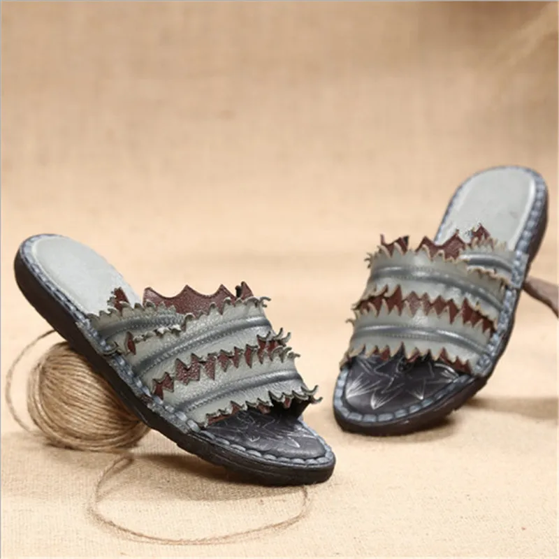 Винтажные 2017 г. Летние женские сандалии ретро ветер с натуральным лицевым