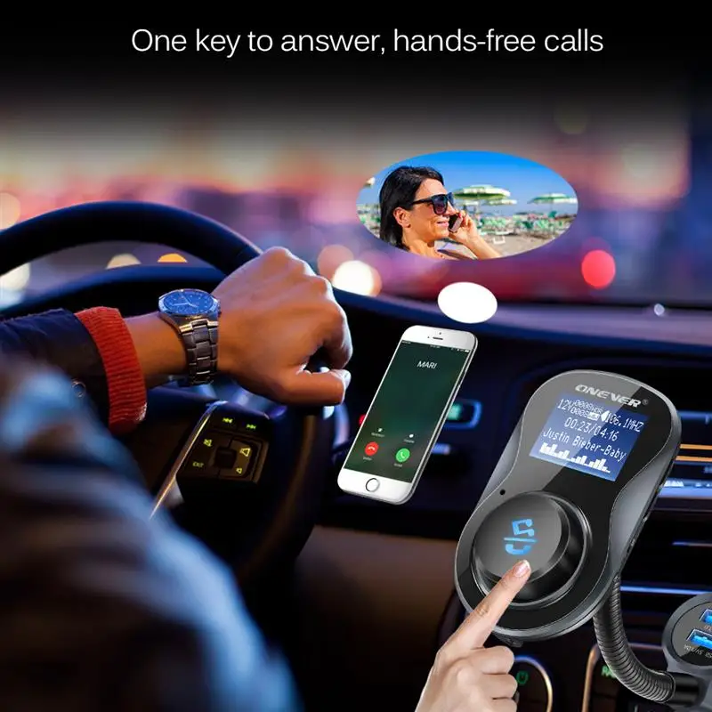 Bluetooth FM передатчик модулятор громкой связи Автомобильный MP3-плеер с QC3.0 двойной