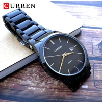 curren fashion simple men watch slim steel strap waterproof watch for men quartz business watch clock 8106 relogio masculino