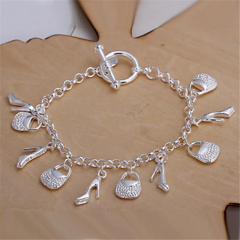 Charm Bracelet Trendy Shoes Bag Lock Design for Women Tension Setting Wedding Mother's Day Gift Pulceras Para Mujer | Украшения и