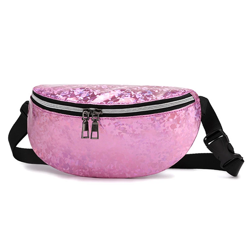 Pink Модная поясная сумка из лазерной кожи, винтажная Женская Студенческая спортивная сумка на молнии, сумка на грудь, поясная сумка - Цвет: Pink
