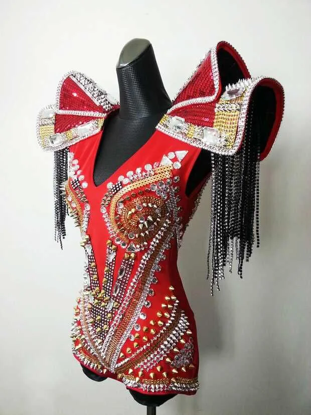 Боди в стиле armor style боди с кристаллами декорированное камнями для ночных клубов и