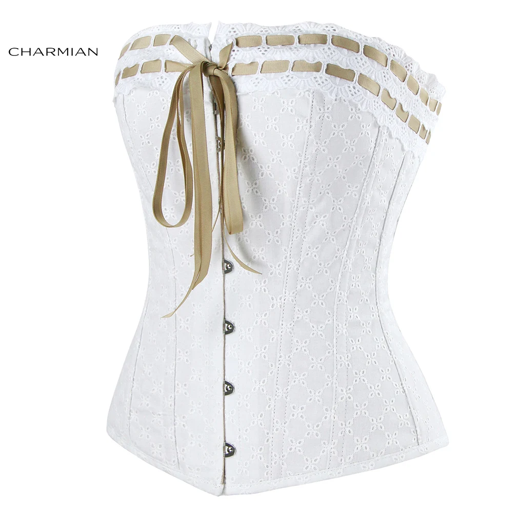 Charmian женский сексуальный Викторианский Винтажный кружевной корсет с кружевные