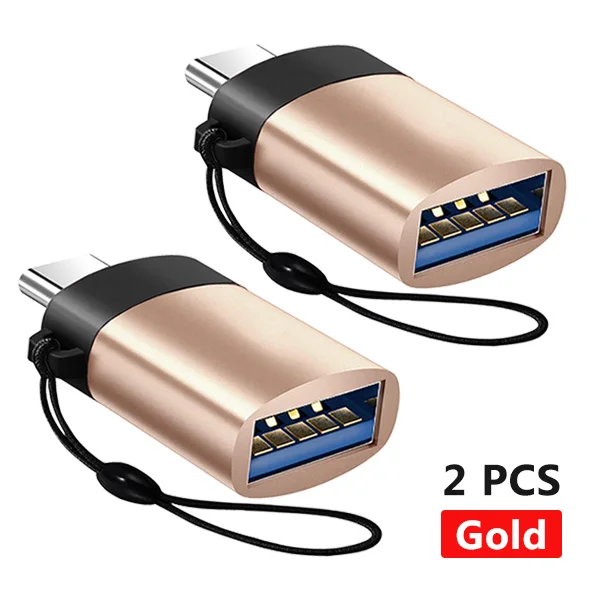 2PC Gold ACCEZZ 2 шт. 3 шт. Тип C OTG адаптер USB 3,0 для samsung S8 huawei P20 Xiaomi Mi8 Lite type-C Мужской Android зарядный разъем - Цвет: 2PC Gold