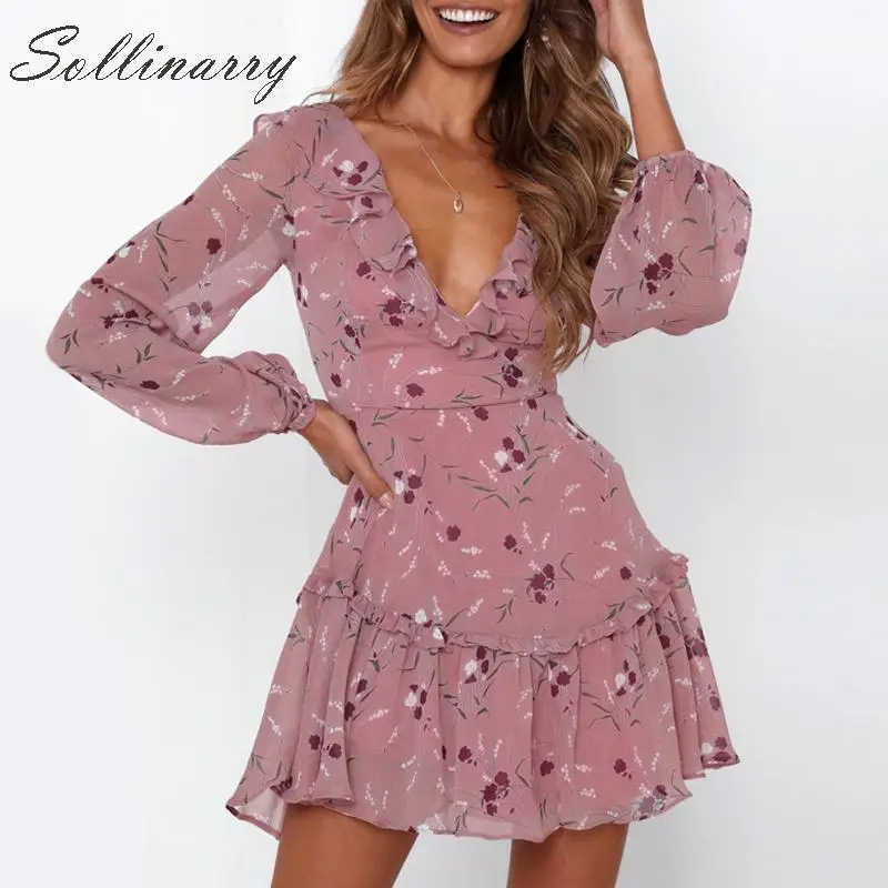 Sollinarry шифоновое короткое платье с цветочным принтом женское винтажное Сетчатое