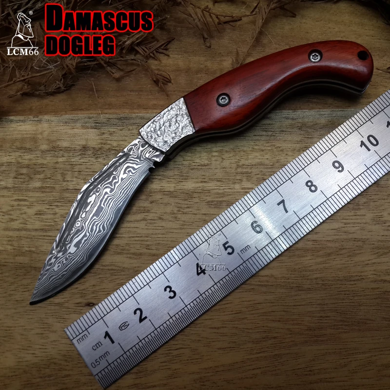 LCM66 промо-акция! Дамасский складной нож, сандалии деревянной ручкой ножи для выживания, мини спасательный карманный нож, подарочные ножи инструменты