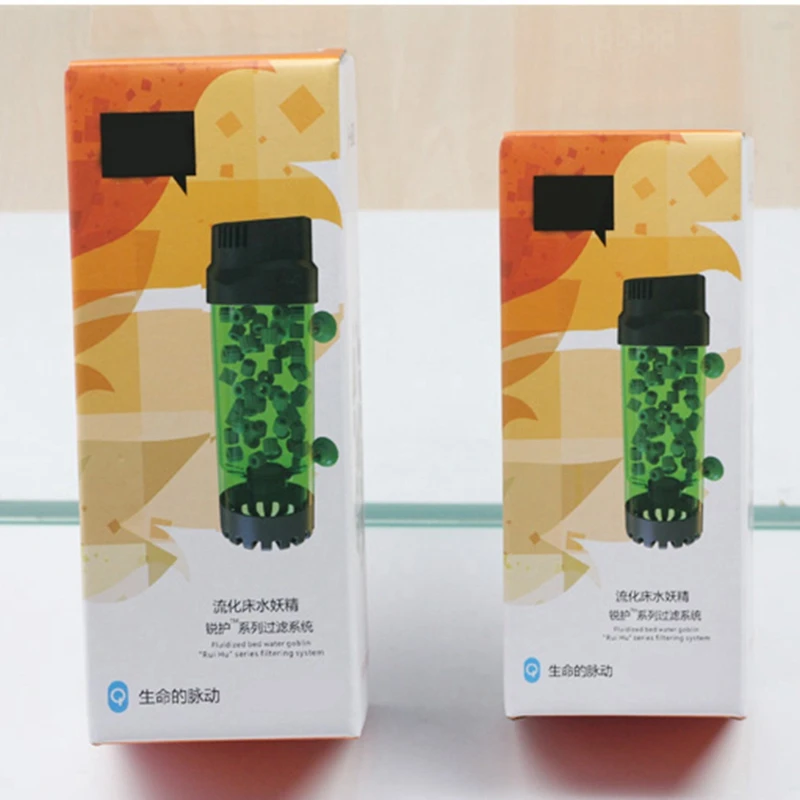 Aquarium Filter Fluidized Moving Bed Filter Bubble Bio Media Filter for Aquarium Fish Tank with Air Stone and Sponge Filter
