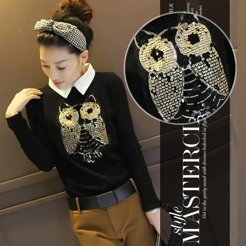 Animals Handmade Diy Sequin Embroidered Cloth Owl Gold Beads Patch Patches For Clothing Y1010 Decor | Дом и сад