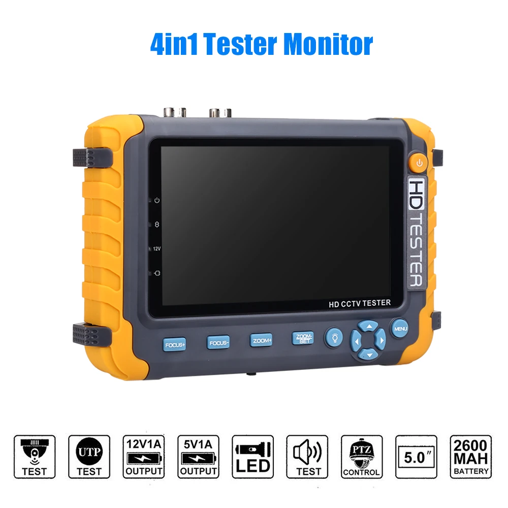 5 дюймовый TFT ЖК дисплей 1080P Мп 4 в 1 TVI AHD CVI Аналоговый тестер видеонаблюдения