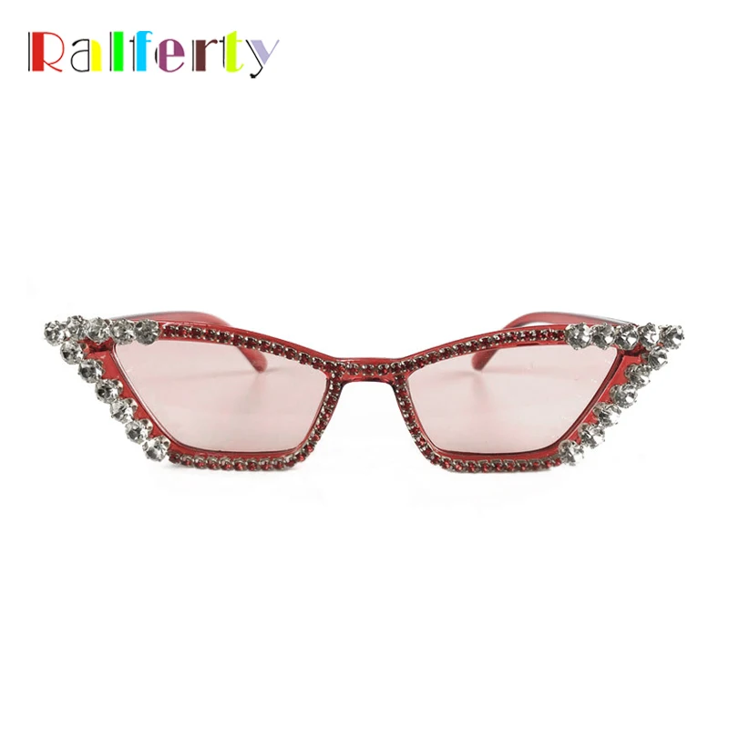 Ralferty Luxury Ladies Small Cat Eye Sunglasses Women Rhinestone Crystal Sun Glasses UV400 Protection Bling Eyewear Shades G1902 |