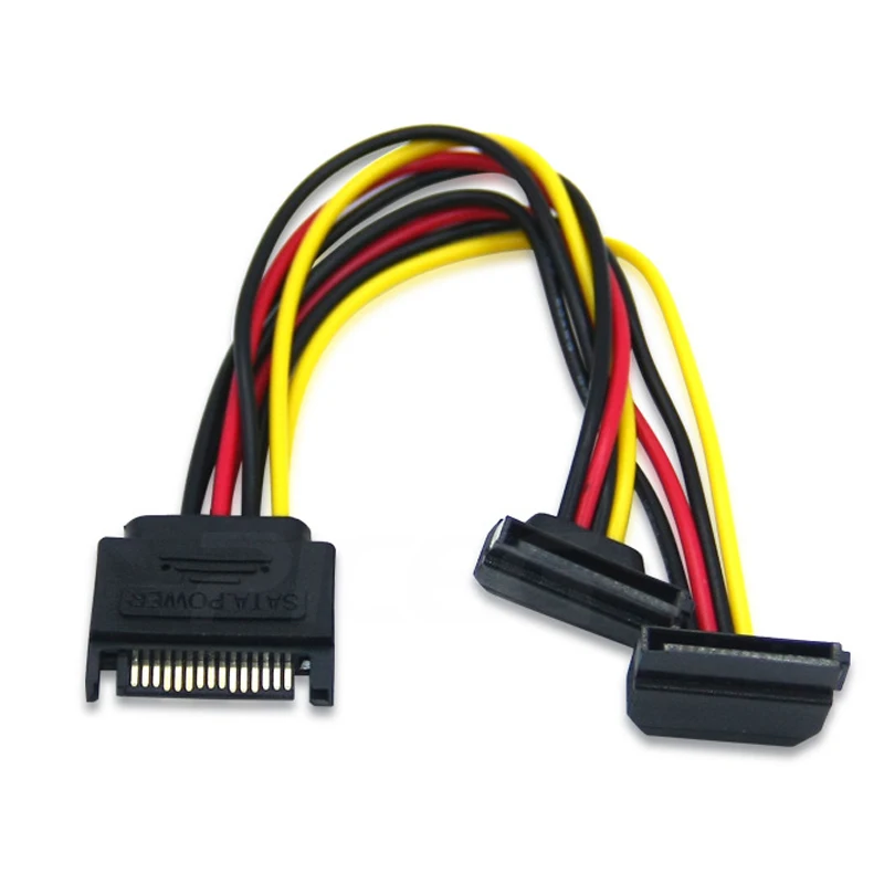 Удлинительный кабель 15pin Sata 1 2 порта s прямоугольный удлинитель с двумя штекерами