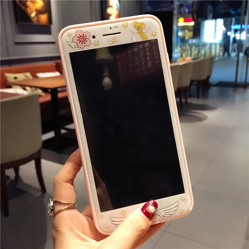 Для iPhone 8 8 plus Чехол+ пленка из закаленного стекла, Япония супер милый Captor SAKURA чехол для iPhone 6 S 6splus 7 7plus Fudas