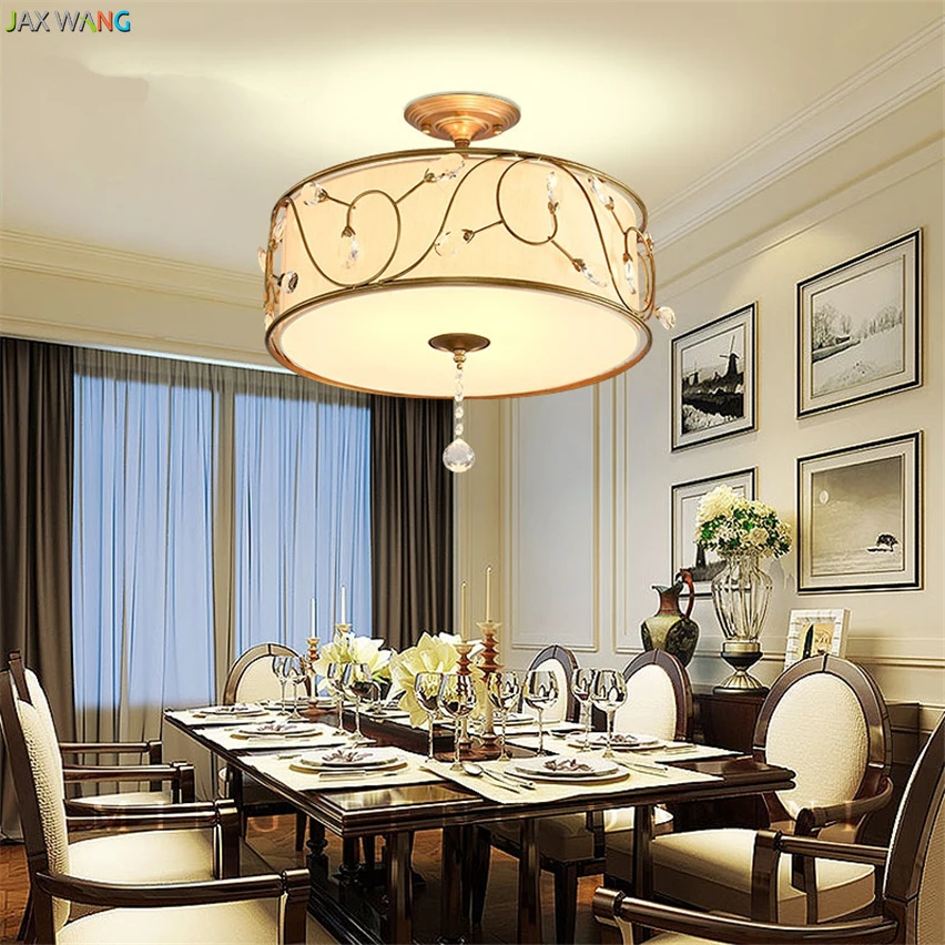 JW _ скандинавские хрустасветодиодный потолочные светильники тканевый барабан