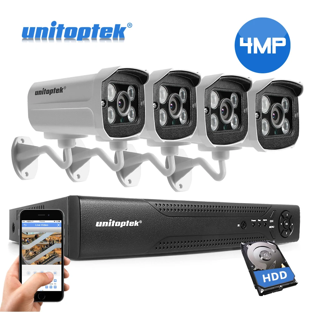 4CH 4MP CCTV NVR Kit H.265 POE IP камера система наружная Водонепроницаемая видеонаблюдения