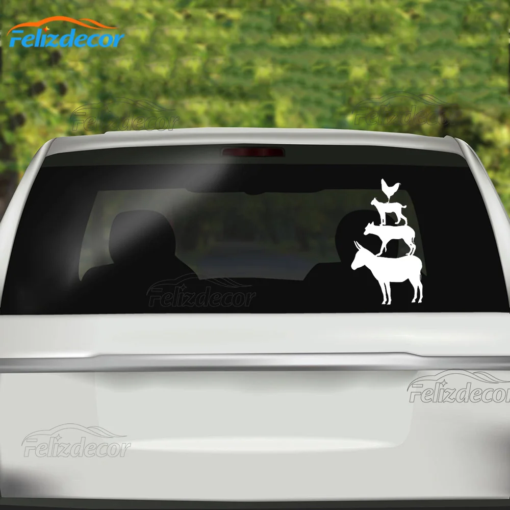 Высокий стикер 15*26 см автомобильная наклейка с изображением четырех животных