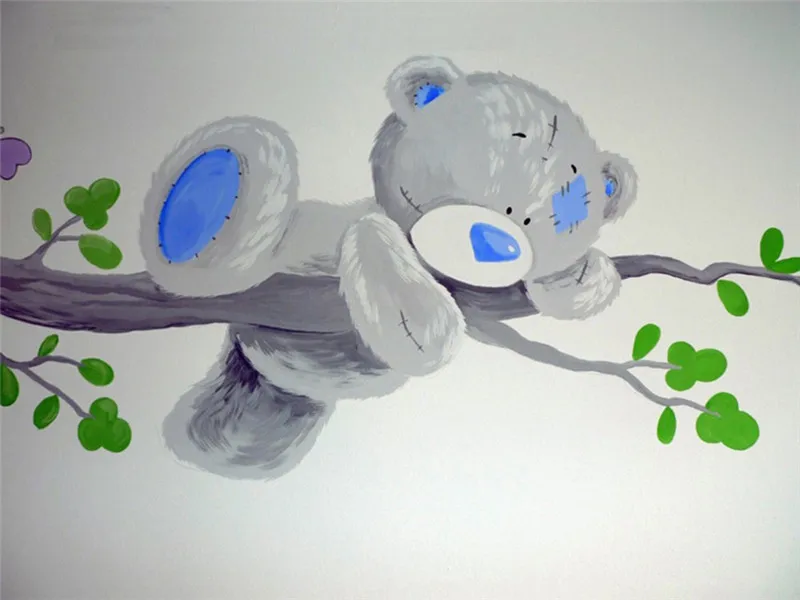 bear on the tree Алмазная вышивка 5d "сделай сам" с изображением медведя из мультфильма, алмазная Вышивка крестиком, круглые квадратные стразы, подарок ребенку - Цвет: bear on the tree