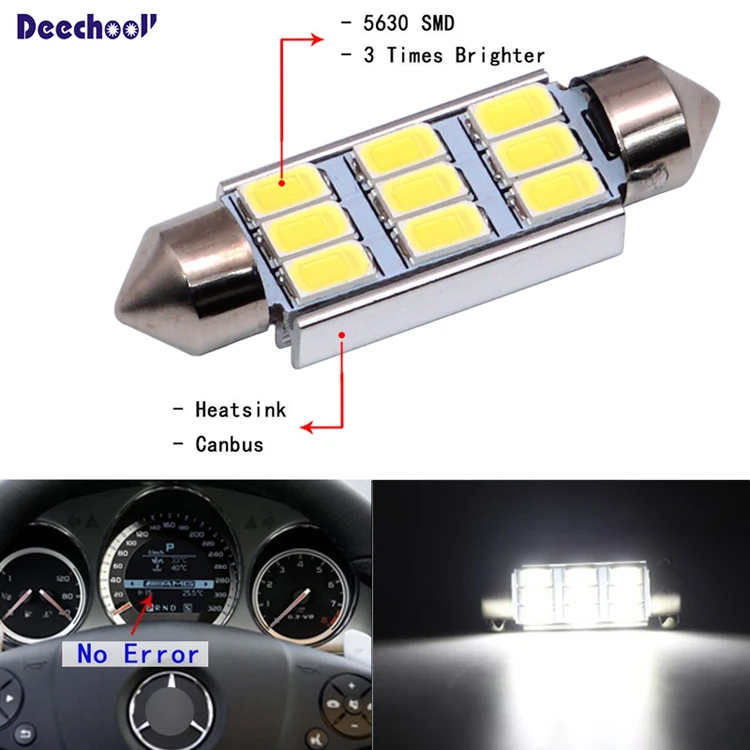 6 шт. автомобильный Стайлинг 5630 9SMD CANBUS Festoon купольный светильник C5W 6418 без ошибок