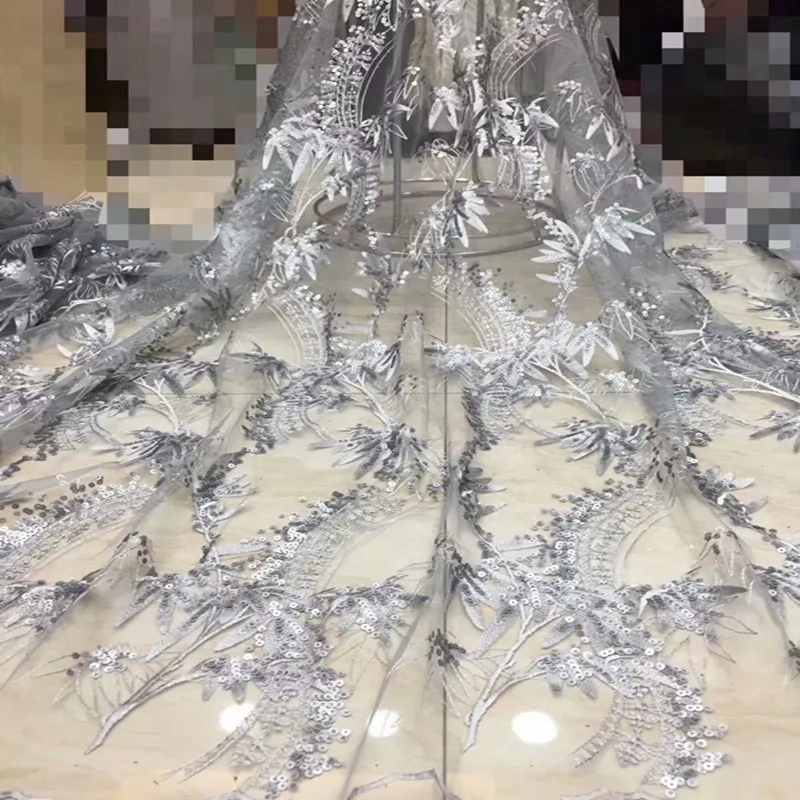 

2019 Shining Sequence Laces Fabrics French Laces Fabrics High Quality French Nigerian Tulle Laces For Wedding Dresses dp65-2282