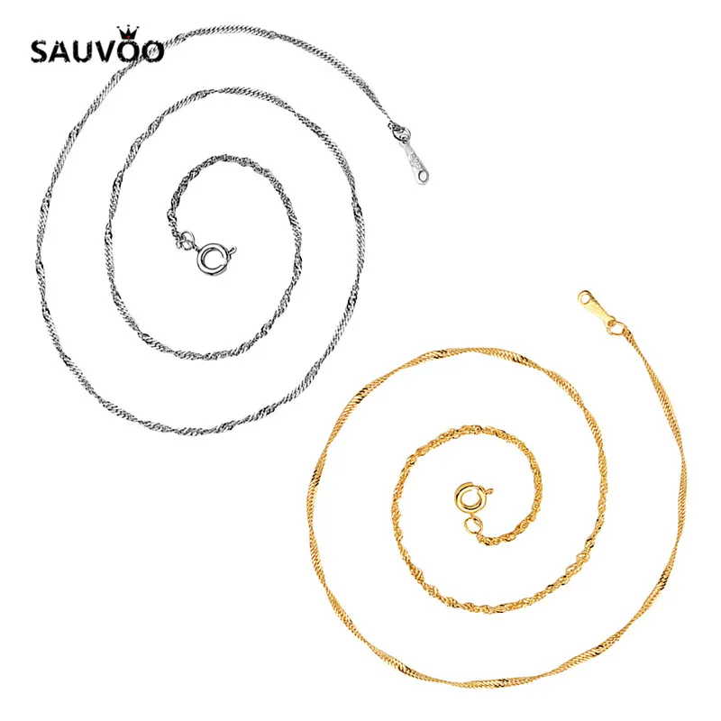 SAUVOO 12 шт./лот цепочки для ожерелья оптом с застежками из Омаров Родий серебряный