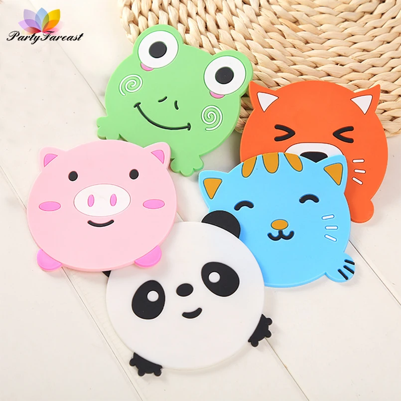 PF Silicone Mat Cute Cat Panda Animal Mats for Kitchen Colorful Coasters Glasses Cup Placemats Table Posavasos V0240 | Дом и сад