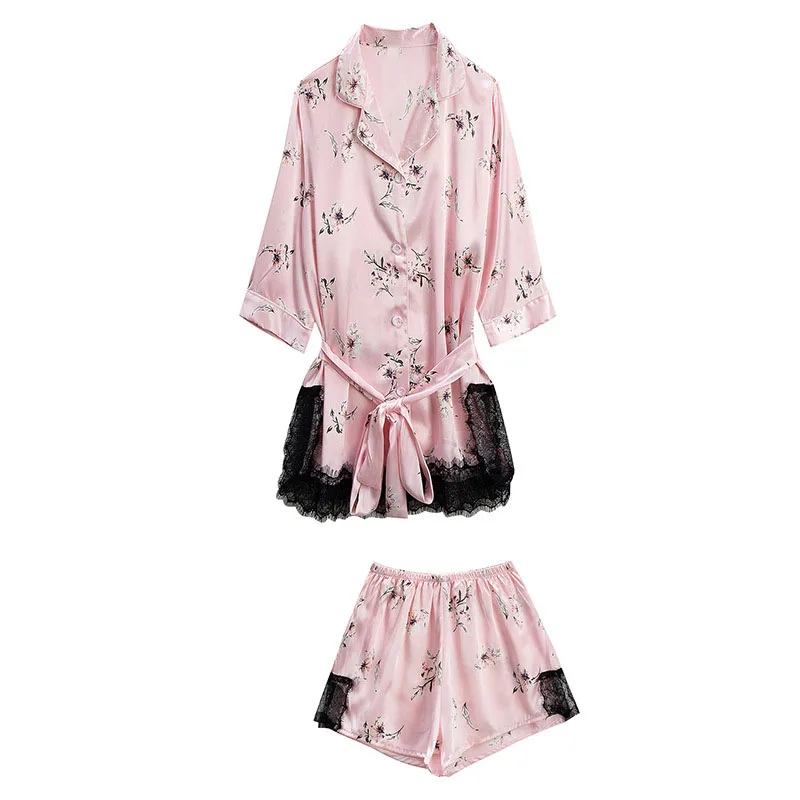 Комплект из 5 предметов женские пижамные комплекты сатиновые шорты для сна