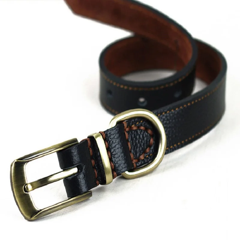 2017 Регулируемый ошейник из натуральной кожи для домашних животных с пряжкой