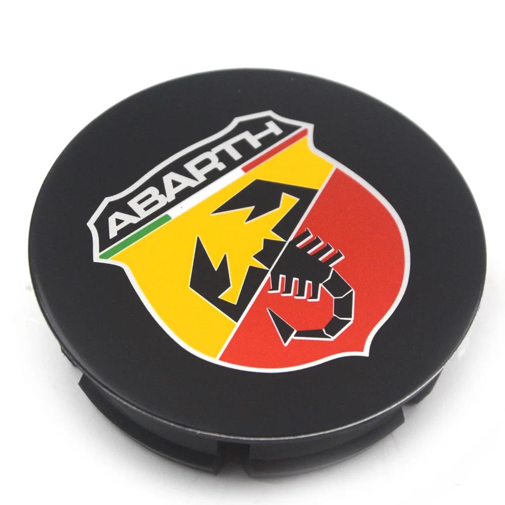 4pcs 50mm For 2012- Fiat 500 Abarth Wheel Hub Center Cap yellow red for Marea Multipla Punto black Scorpion logo 4726183AB