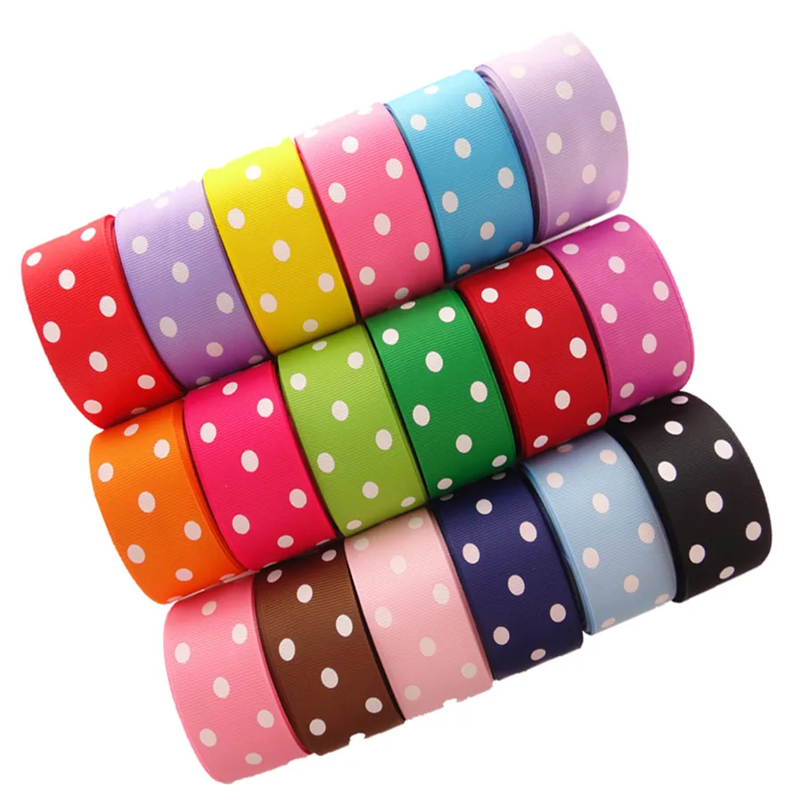

18010101,New arrival 7/8'' (22mm) polka dots printed grosgrain ribbons DIY hairbow ribbon 50 yards