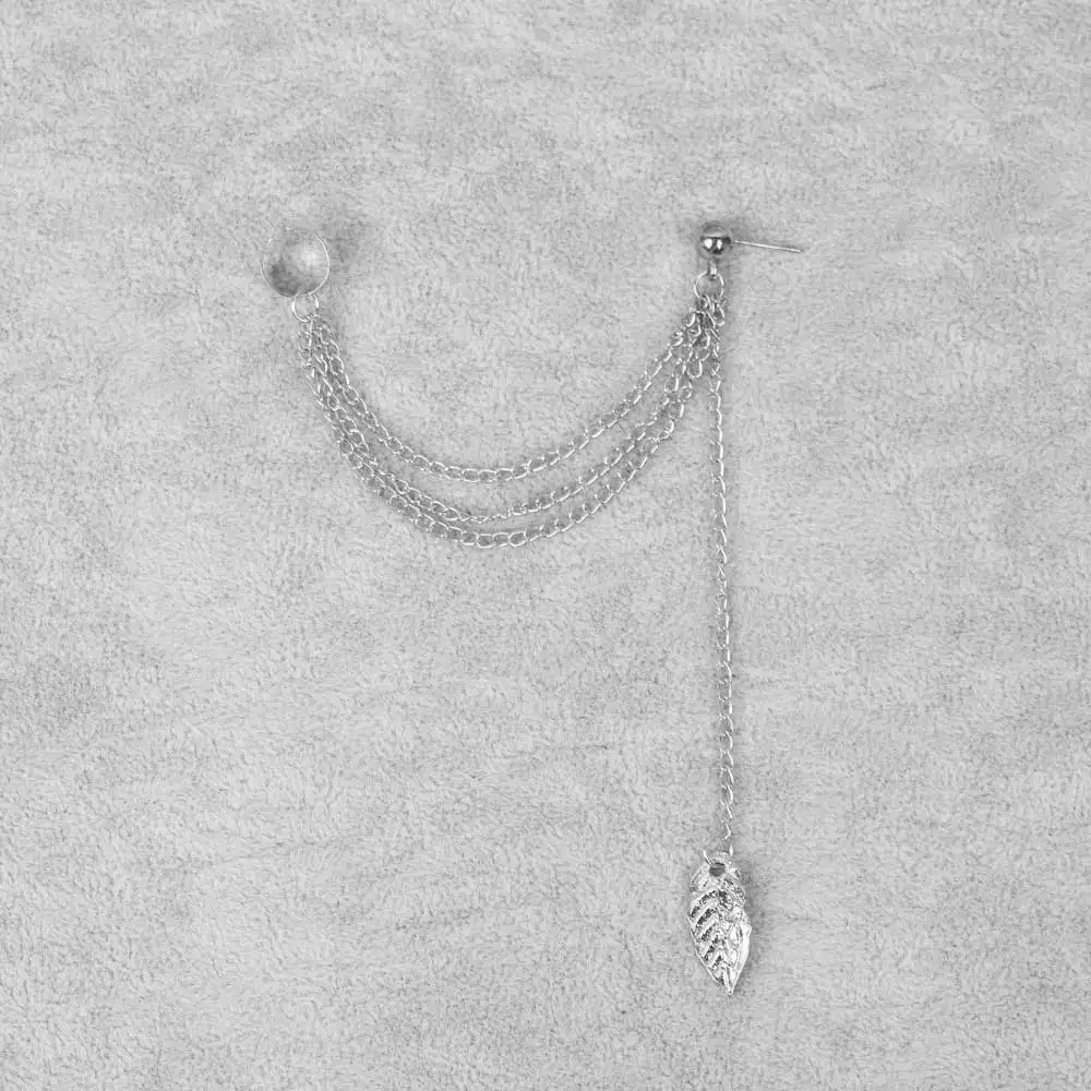 FAMSHIN новые модные женские висячие серьги каффы в стиле панк рок с цепочкой виде