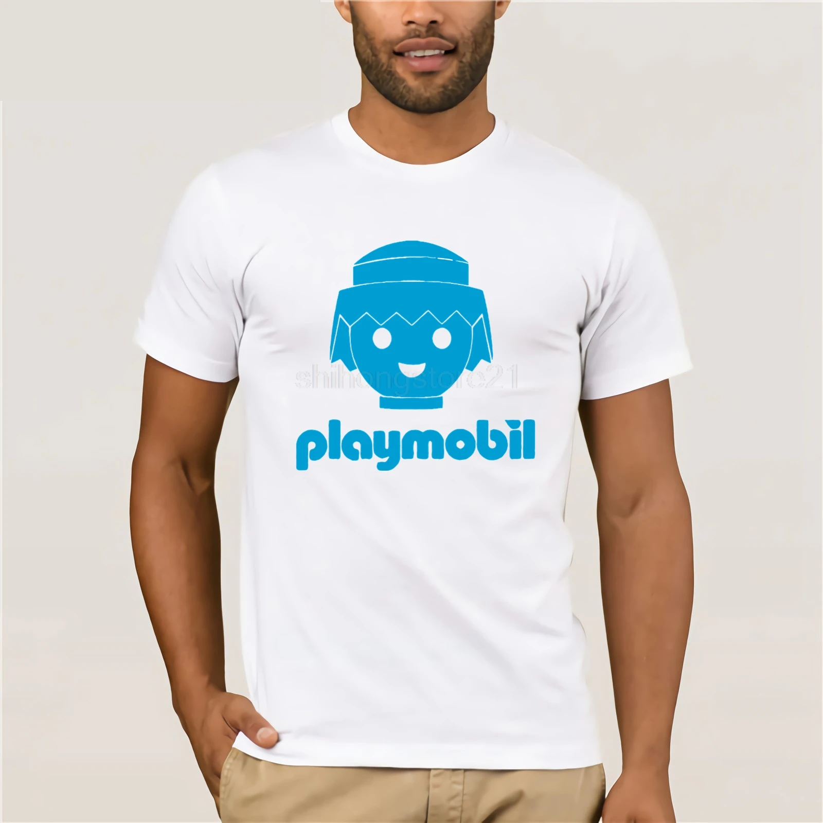 CAMISETA PLAYMOBIL T SHIRT MAGLIETTA Clothes Popular T-Shirt Crewneck 100% Cotton Tees Vintage Crew Neck | Мужская одежда