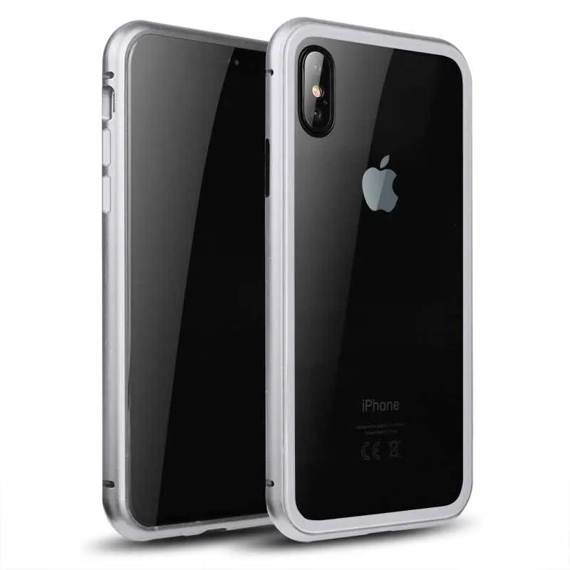 White Магнитный адсорбционный металлический жесткий чехол для iPhone X, 8, 7, 6, 6S Plus, задний чехол s, чехол для samsung Galaxy S9, S8, S7 Plus, Note 8 - Color: White