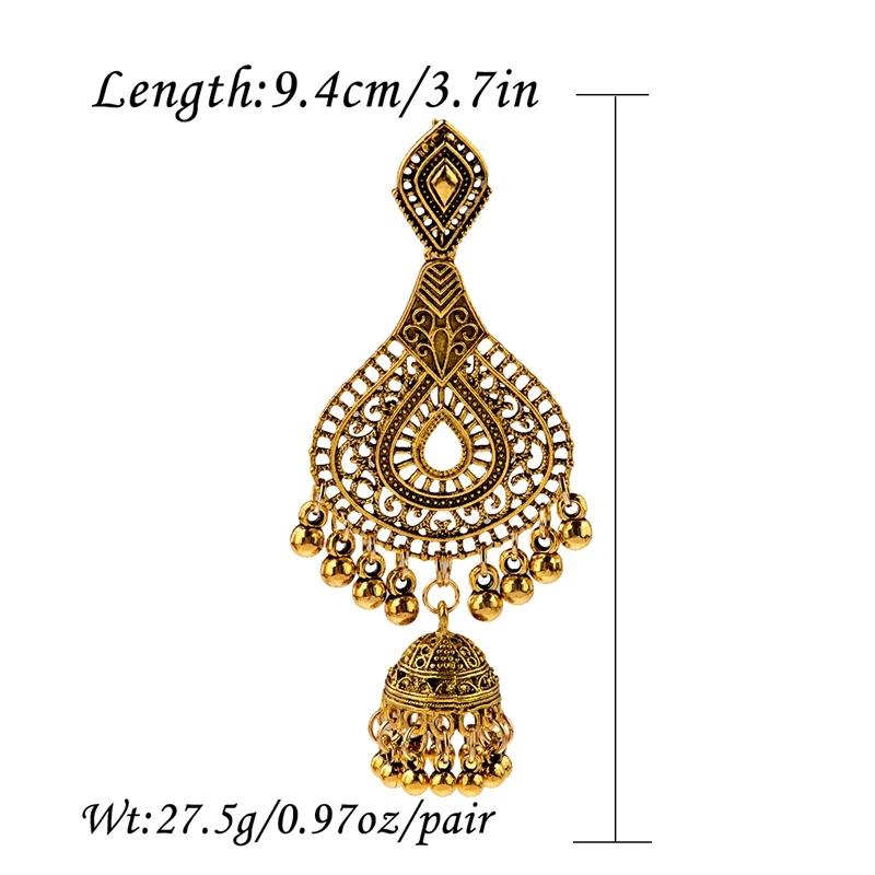 Этнические серьги с золотыми кисточками Jhumka индийские этнические хиппи