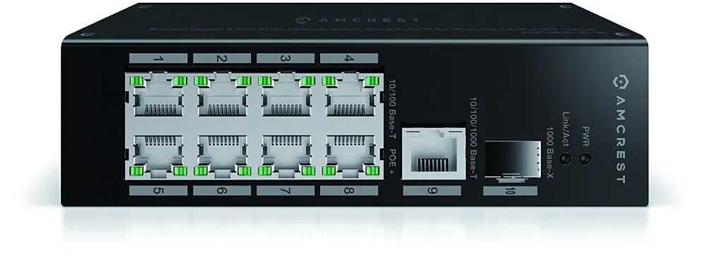 JYTTEK Gigabit Uplink 9 портовый коммутатор POE + Ethernet с металлическим корпусом 8 (Plus) 802.3at 96w SFP