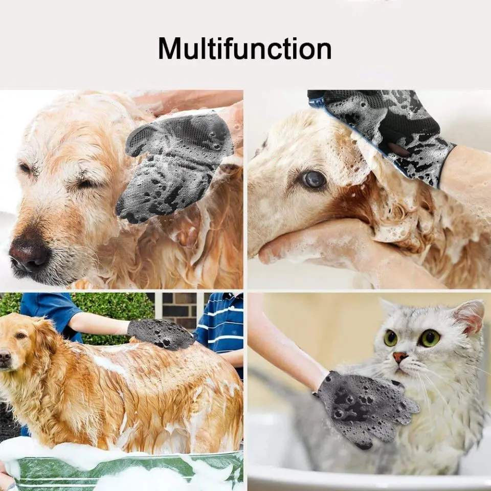 Pet Hair Grooming Gloves Brush Dog Cat Shedding Glove Mitt Efficient Deshedding Massaging Tool Dog/Cat/Horse Combs | Дом и сад