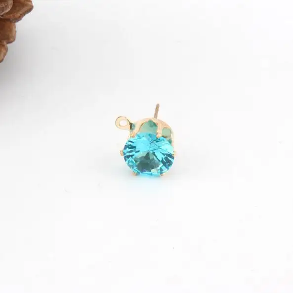 8mmgold blue 10 шт., 8 мм, золотой, серебристый блестящий цвет, циркониевый кристалл, серьги-гвоздики с отверстием, серьги-капли для женщин и девушек, сделай сам, Серьги Brincos C10 - Цвет: 8mmgold blue