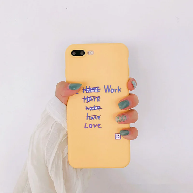Love life love work phone case Super cute yellow Soft Fitted for iphone 6 6s 7 8 plus X xs max cover | Мобильные телефоны и
