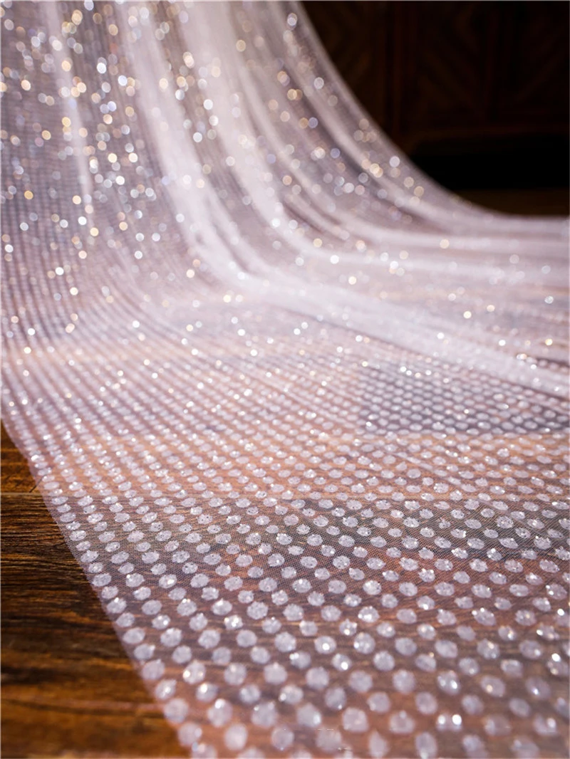 Однослойная свадебная вуаль с расческой Блестящие Блестки 3 метра фата модная