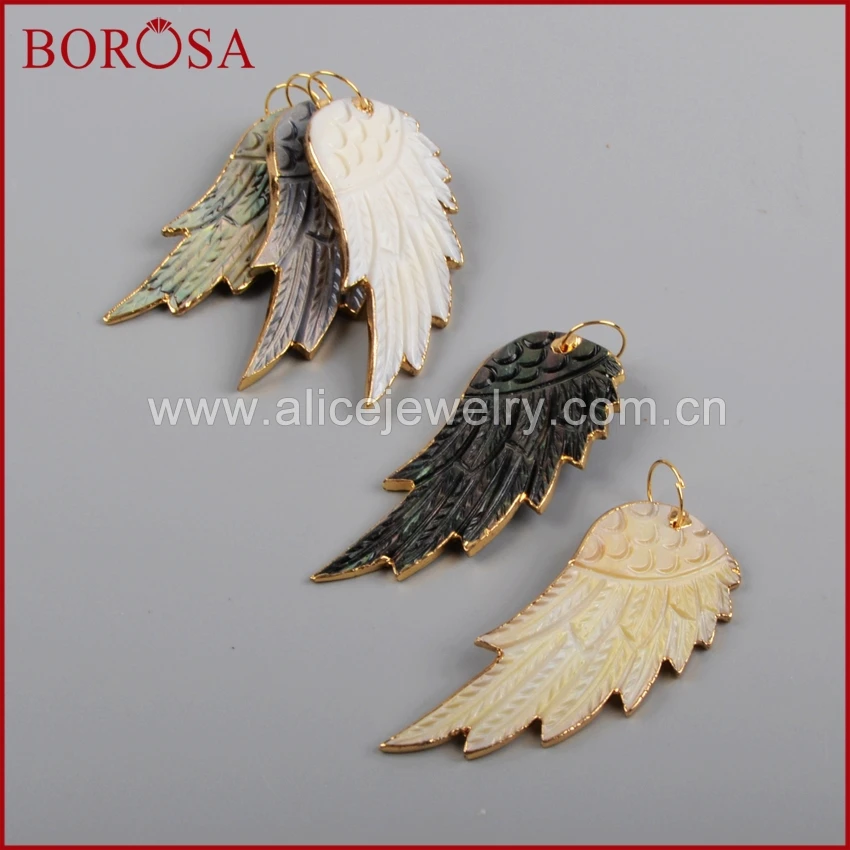 Подвеска с крыльями для ожерелья BOROSA подвеска золотого цвета радужной раковиной